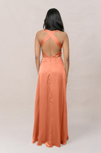 Dylan Satin Dress | Made To Order | Tangerine