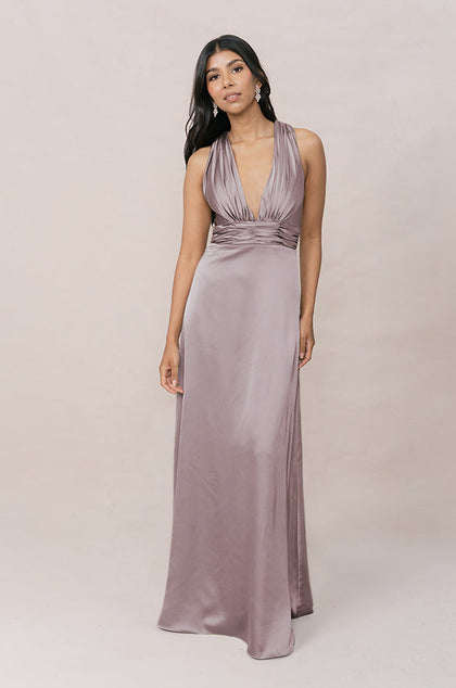 Dylan Satin Dress | Made To Order | Taupe