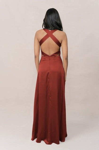 Dylan Satin Dress | Made To Order | Terracotta Rust