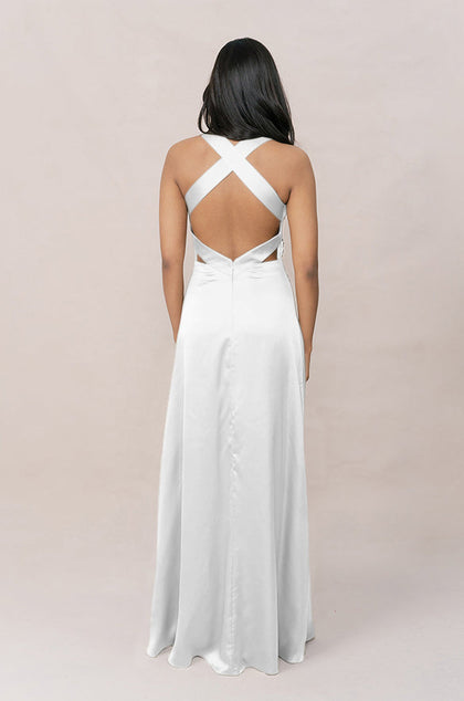 Dylan Satin Dress | Made To Order | White Pearl