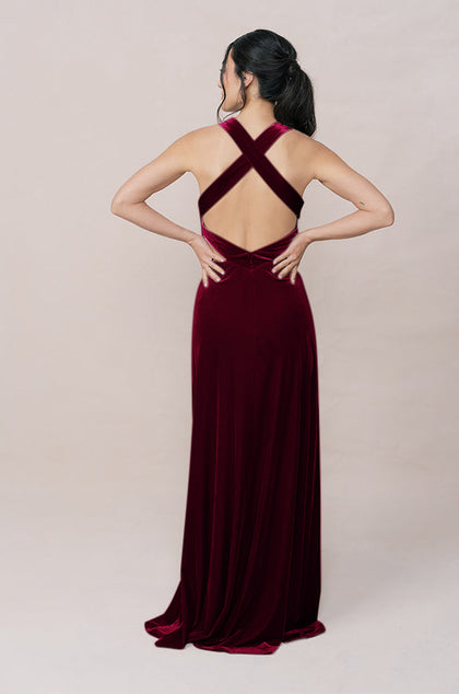 Dylan Velvet Dress | Made To Order | Burgundy
