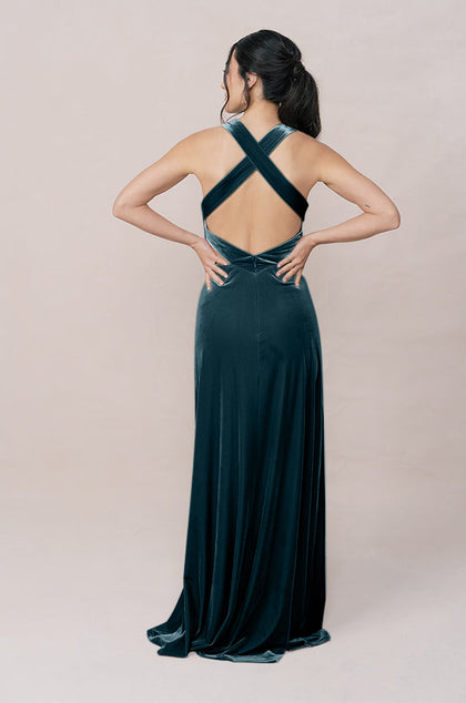 Dylan Velvet Dress | Made To Order | Desert Blue