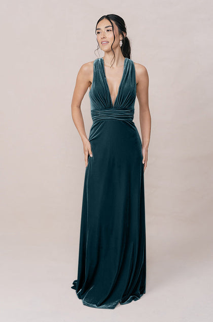 Dylan Velvet Dress | Made To Order | Desert Blue