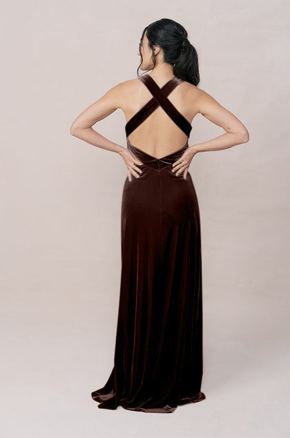 Dylan Velvet Dress | Made To Order | Mahogany
