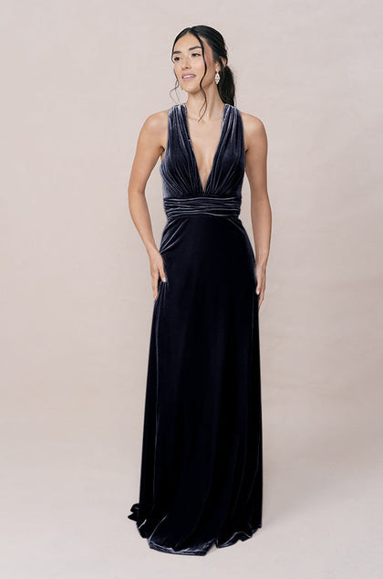 Dylan Velvet Dress | Made To Order | Navy Blue