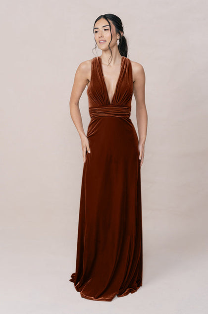 Dylan Velvet Dress | Made To Order | Rust