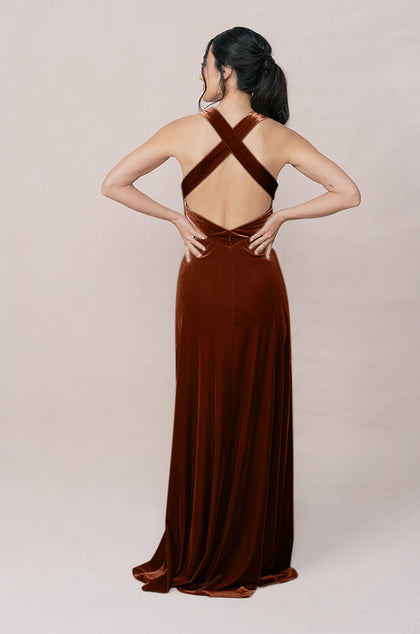 Dylan Velvet Dress | Made To Order | Rust