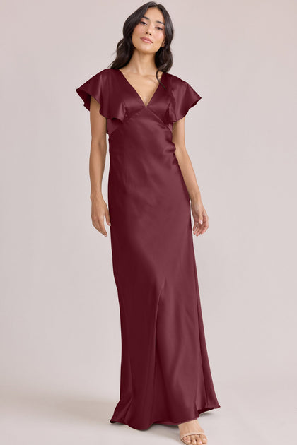 Eden Satin Dress | Made To Order | Cabernet