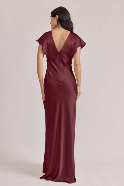 Eden Satin Dress | Made To Order | Cabernet