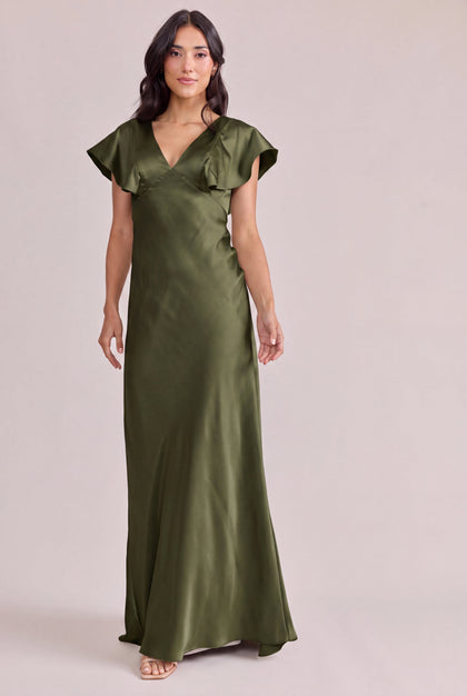 Eden Satin Dress | Made To Order | Deep Olive