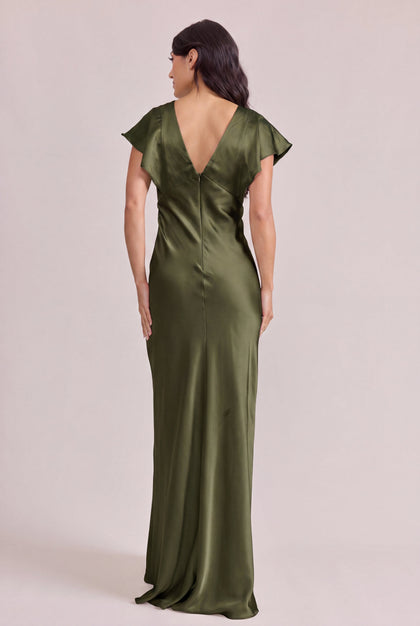 Eden Satin Dress | Made To Order | Deep Olive