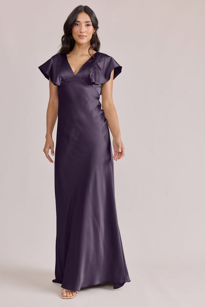 Eden Satin Dress | Made To Order | Eggplant