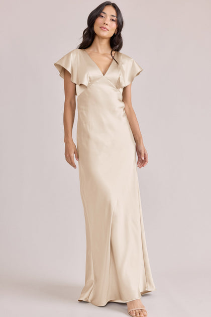 Eden Satin Dress | Made To Order | Gold Champagne