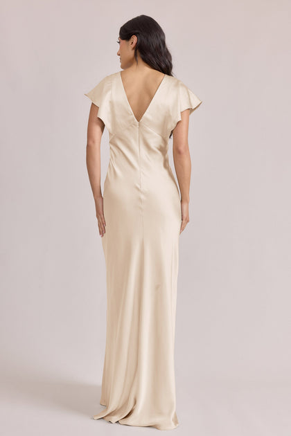 Eden Satin Dress | Made To Order | Gold Champagne