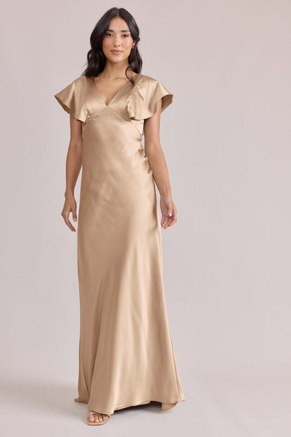 Eden Satin Dress | Made To Order | Honey Beige
