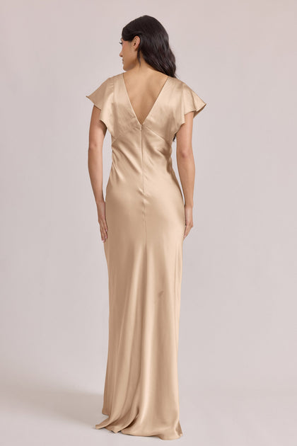 Eden Satin Dress | Made To Order | Honey Beige