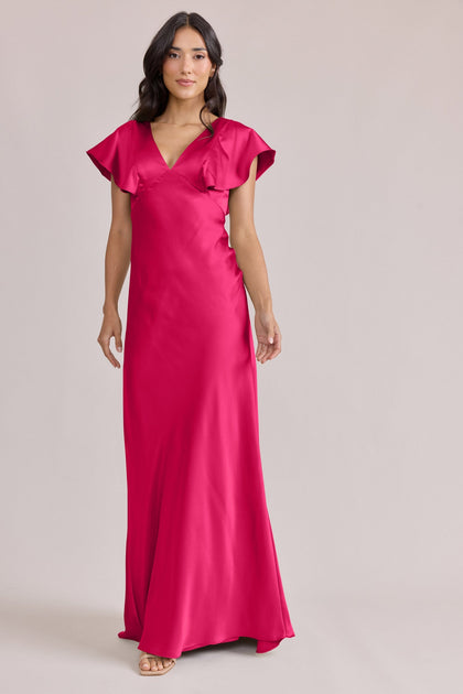 Eden Satin Dress | Made To Order | Hot Pink