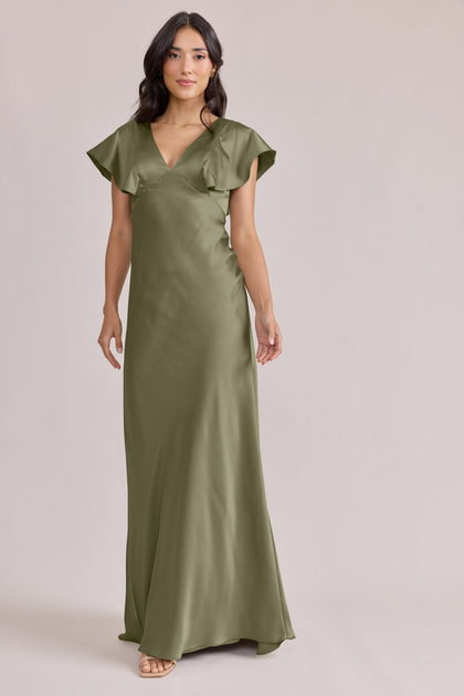 Eden Satin Dress | Made To Order | Moss
