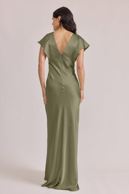 Eden Satin Dress | Made To Order | Moss