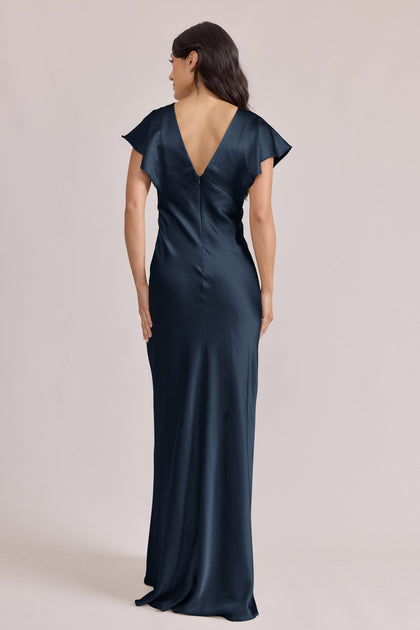 Eden Satin Dress | Made To Order | Navy Blue