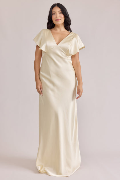 Eden Satin Dress | Made To Order | Pale Yellow