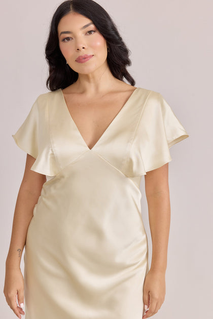 Eden Satin Dress | Made To Order | Pale Yellow