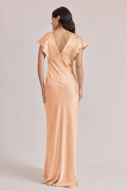 Eden Satin Dress | Made To Order | Peach