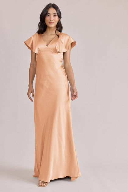Eden Satin Dress | Made To Order | Peach