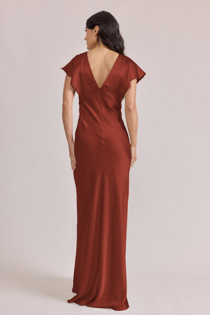 Eden Satin Dress | Made To Order | Terracotta Rust