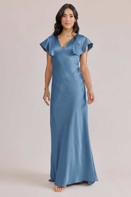 Eden Satin Dress | Made To Order | True Blue