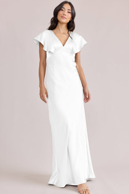 Eden Satin Dress | Made To Order | White Pearl