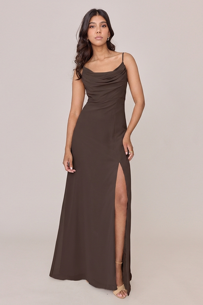 Ember Chiffon Dress | Made To Order | Espresso