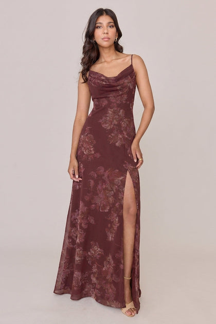 Ember Chiffon Floral Print Dress | Made To Order | Mahogany Blooms
