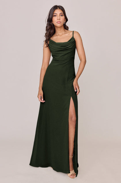 Ember Chiffon Dress | Made To Order | Deep Olive