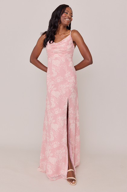 Ember Chiffon Floral Print Dress | Made To Order | Blush Bouquet