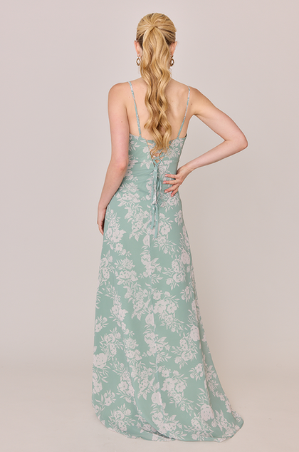 Ember Chiffon Floral Print Dress | Made To Order | Sage and Champagne Bouquet