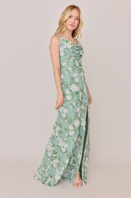 Ember Chiffon Floral Print Dress | Made To Order | Sage Multi Bouquet