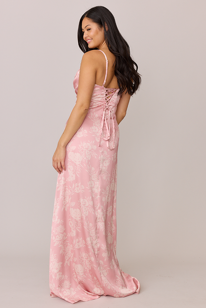 Ember Satin Floral Print Dress | Made To Order | Blush Bouquet