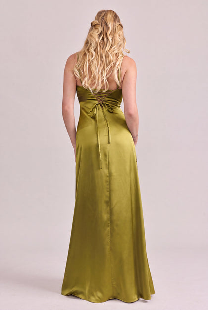Ember Satin Dress | Made To Order | Chartreuse