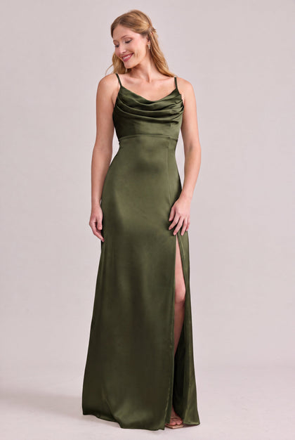 Ember Satin Dress | Made To Order | Deep Olive