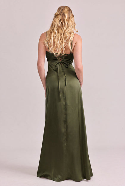 Ember Satin Dress | Made To Order | Deep Olive