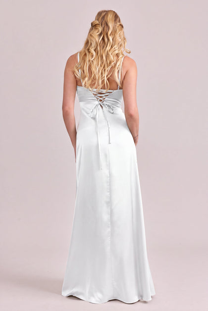 Ember Satin Dress | White Pearl