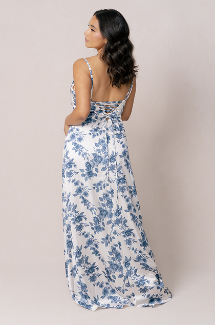 Model: Irene; Size: 10; Color: Dusty Blue Bouquet