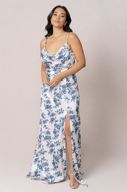 Model: Irene; Size: 10; Color: Dusty Blue Bouquet