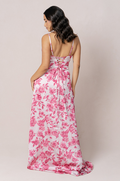 Model: Irene; Size: 10; Color: Hot Pink Garden