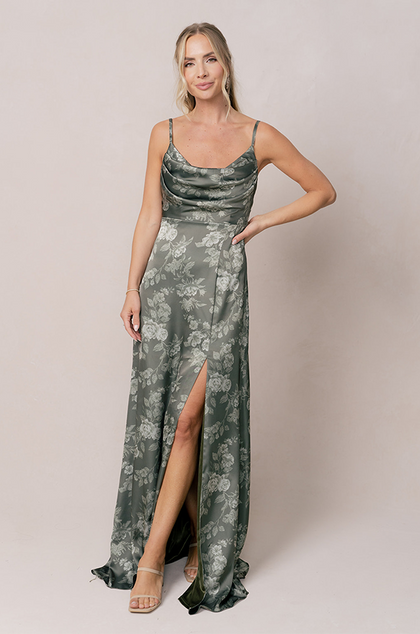 Model: Britt; Size: 4; Color: Olive Bouquet