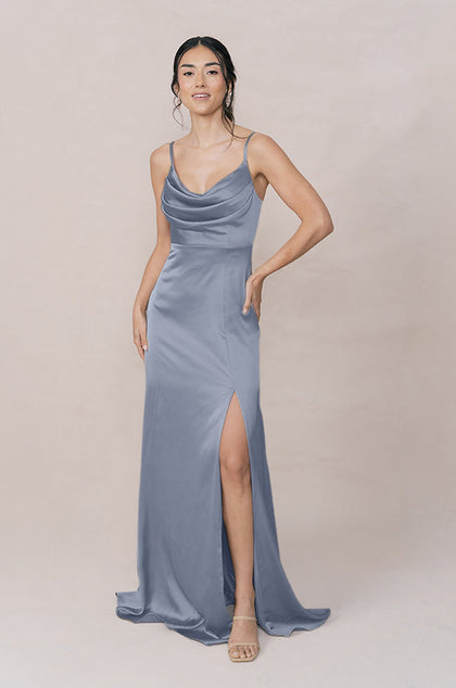Ember Satin Dress | Made To Order | French Blue