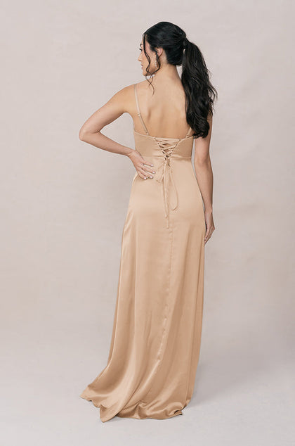 Ember Satin Dress | Made To Order | Honey Beige