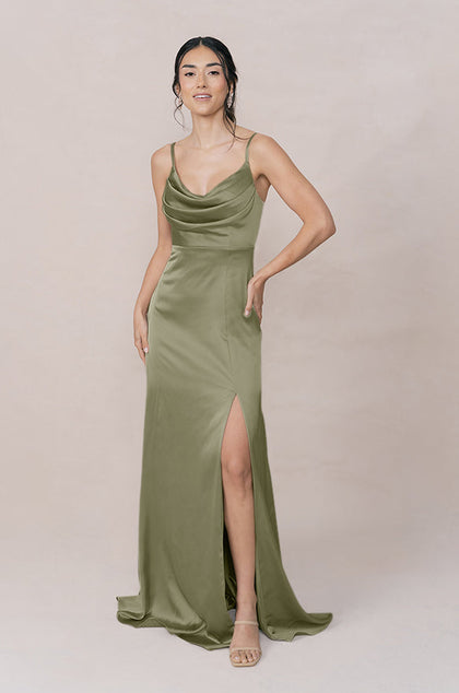 Ember Satin Dress | Made To Order | Moss