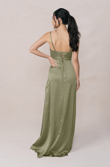 Ember Satin Dress | Made To Order | Moss